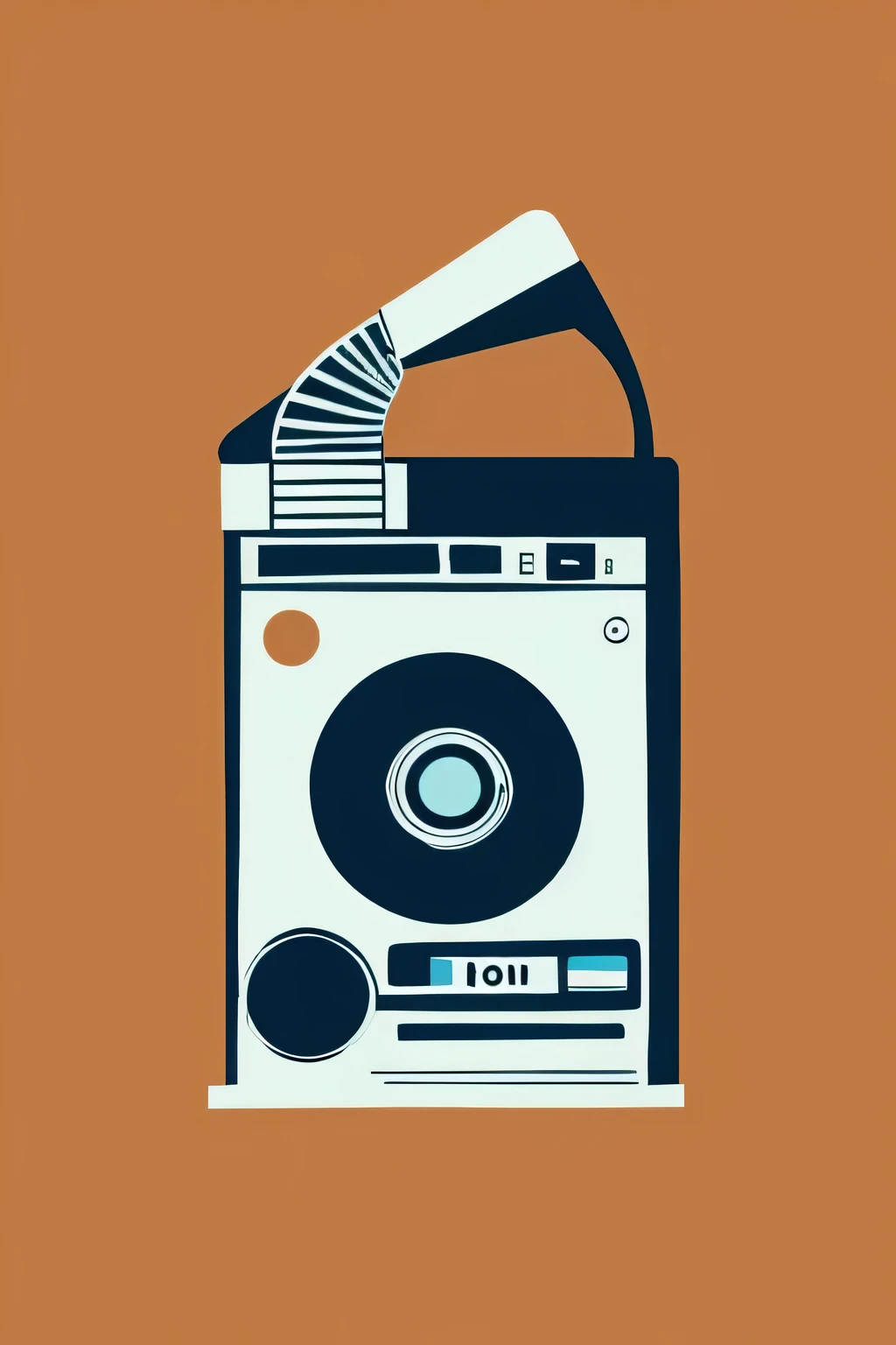 Create an abstract cartoon style illustration of a boombox