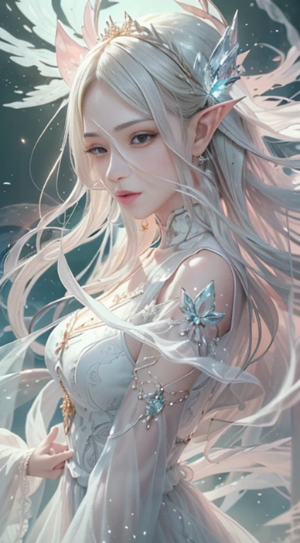 (best quality,4k,8k,highres,masterpiece:1.2),ultra-detailed,realistic(face,eyes,nose,lips),portrait,white hair,white mask,fine art,beautiful detailed eyes,beautiful detailed lips,detailed expression,ethereal beauty,enchanted pose,subtle lighting,dreamy atmosphere,dark background,expressive brushstrokes,mystical ambiance,artistic interpretation,Awesome Ghibli style costume,Whithead animesque illustration,subtle colors and tones,mysterious aura,old witch vibes