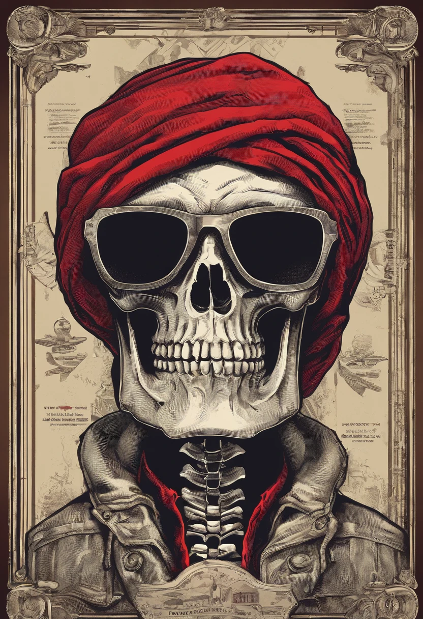 a man with a turban on his head skull visible , skull_graphics , Laura Callaghan, Keith Knight, Luke Pearson<lora:skull_graphics:1.0>