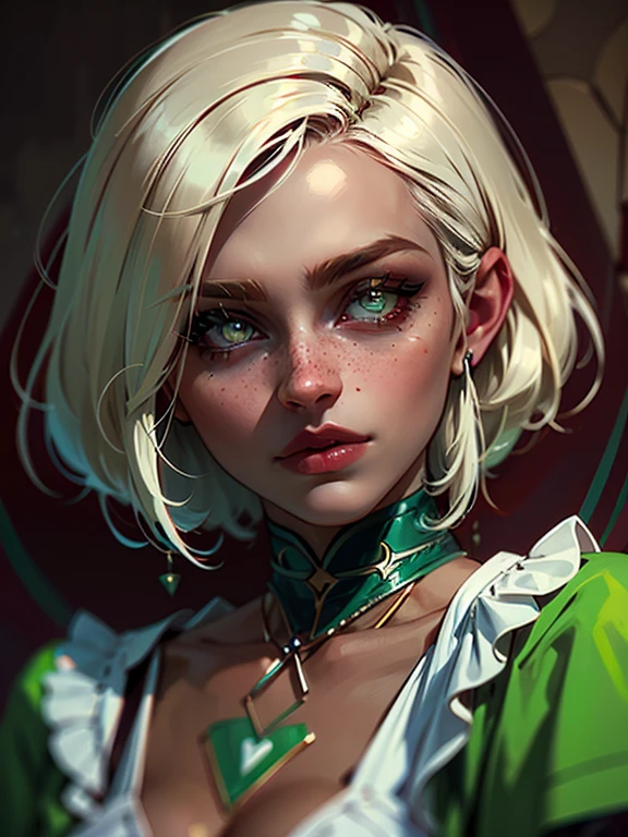 Harisnukem, uma mulher de olhos verdes com batom vermelho e tiara no rosto, cabelo pretos escuro, longos, mordendo seus labios, rosto perfeito, pele ultra detalhada, skin with pattern, Luz de aro