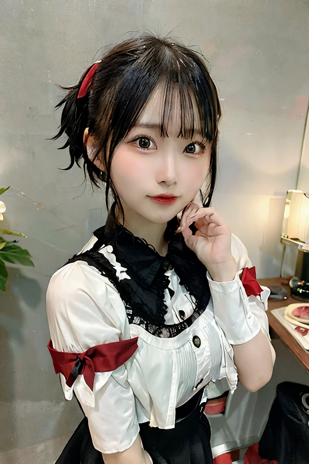 8k, masterpiece, highest quality, night, full moon, 1 girl, Chinese style, chinese architecture, mature woman, younger sister, silver white long haired woman, Chest clothes clipping、long hair, Light pink lip, Calm, Reasonable, bangs, gray pupil, assassin, fan, knife fan, Dance of petals, delicate face