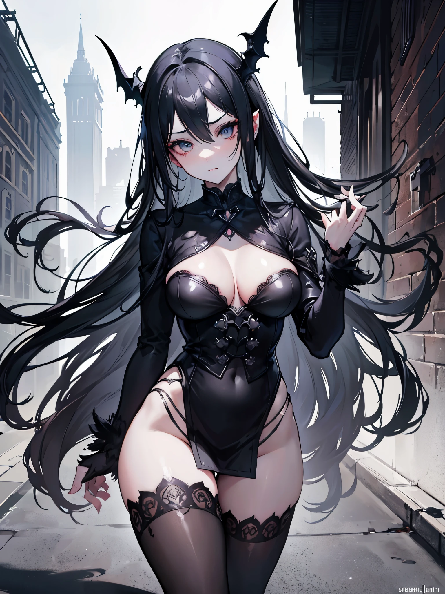 ((intricate details)),dark fantasy (/style/), gloomy atmoshere, (beautiful succubus girl, long hair), (sexy black lace outfit), (horny expression) , muted colors, sharp focus, cinematic, (walking pose, dynamic pose), trending on artstation, (majestic oil painting by ed blinkey, atey ghailan, by jeremy mann, greg manchess),nsfw,style of ohwx, (beautiful symmetrical puffy eyes)