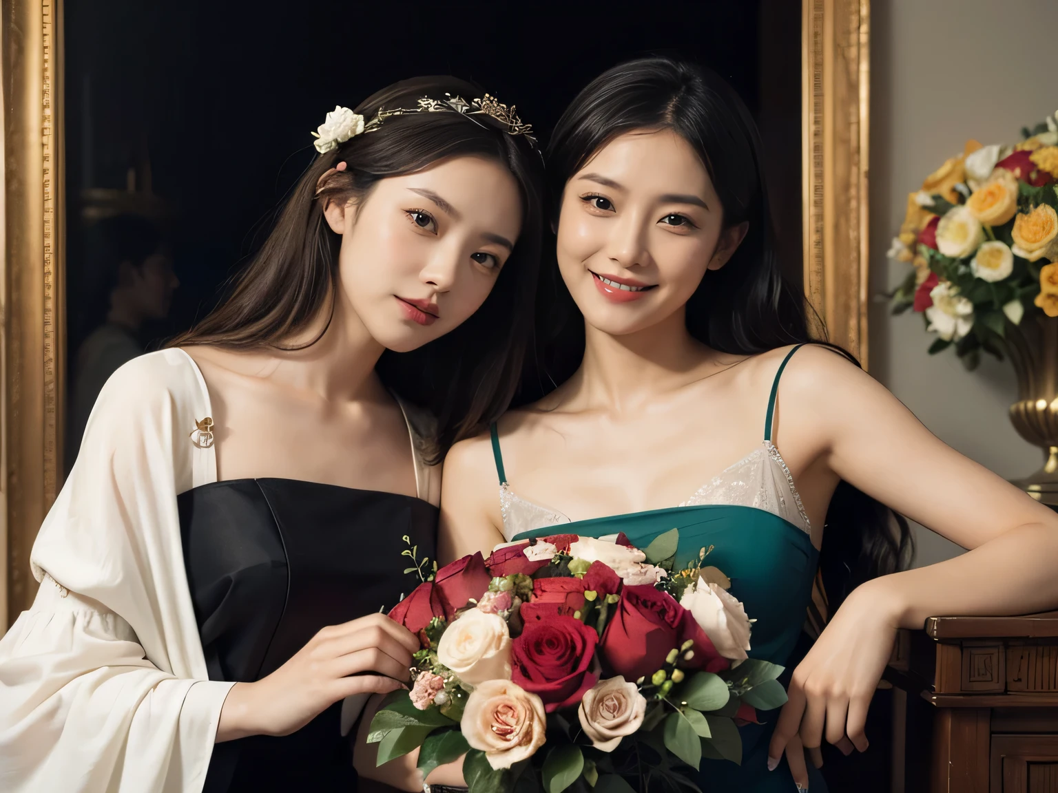 Geometry,astronault,quantum mechanics,Math,Astronomical machinery,astronault.Roses in a vase.fruits,Colossal tits,A smile.Ancient Greek costumes,Paintings by Sandro Botticelli。Costume with stretched shoulders,huge smile,Chiaroscuro of Caravaggio,Cute smile, Expression of ecstasy,A sexy