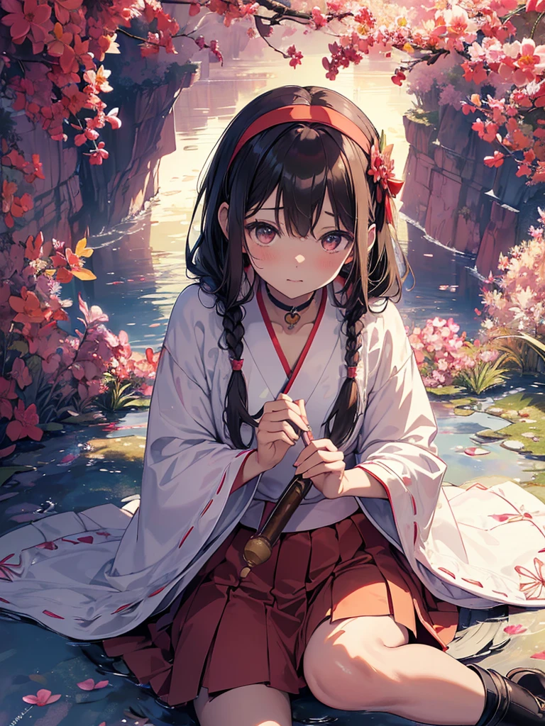 photo realistic, (masterpiece,best quality:1.4),(8k,raw photo,photo realistic:1.2), detailed skin, detailed face, ((1girl)),Japanese idol, cute face, girl, Not Safe for Work, (raw photo, photo realistic: 1.2), ALL Nudi-ty, nudi, (((NO panties))),nipp-les, Open twat, anus, went, (((hair of pubis, Not safe for work))), pubisure, (RED frilled japanese clothes), ((RED frilled hakama short skirt)), frilled, White frilled legwear, ankle boots, frilled choker, amulet, wrist cuffs, sash, frilled reg garter, (((No cloth))), cape, (((Holding a cute magic wand))), heart ring, ((long hair)), light brown hair, braid, brown eyes, straight hair, little 12years old,ite, cute, ha, medium breasts, small nipp-les, (((sitting spread legs))), kanzashi, (hairband), (((transparent fake phallus fuck,Not for safe work))), heart shaped pupils, medium bob,((puss juice, Sweat, Sweatdrop)), (((spread puss,Not Safe for Work))), (((ure-thra))), ((uterus)), ((clitoris)), urinates, anus, yumekawa,yumekawaii,pastel color,(wonderland garden:1.3),rainbow, imagination,(no gravity, floating Castle:1.4),heart background, beam of light, glittering ball of light, (water-color),((Multicolored lights)), (Design sheet:1.3), (multi-angle and detailed view:1.3),