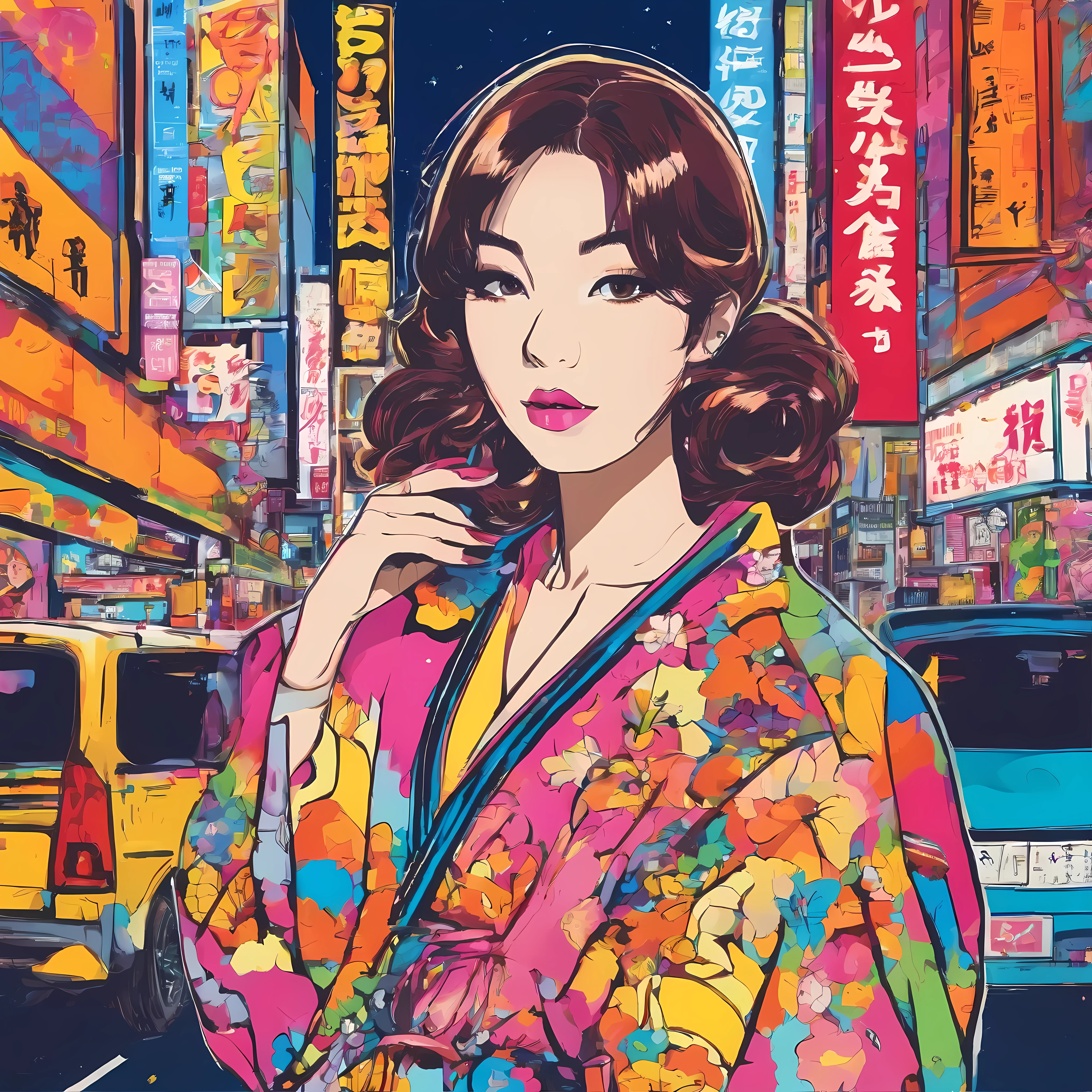 Japanese 18-year-old idol, street style, Tokyo's Shibuya Halloween, night town,