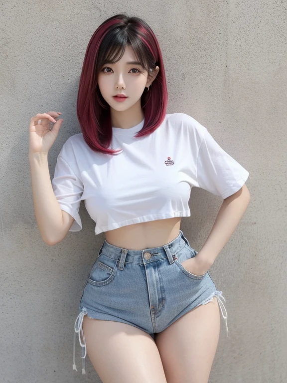 Hermosa chica con dos coletas, top de tiras, falda corta, asian girl, sexi girl, cuerpo completo, ulzzang