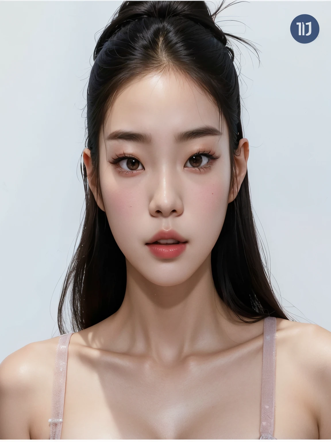 there is a woman with a very long hair and a bra top, blackpink jennie, yanjun chengt, jaeyeon nam, south east asian with round face, young adorable korean face, heonhwa choe, asian features, korean face features, taejune kim, gongbi, perfect face model, lee ji-eun, lee ji - eun, big breast 
