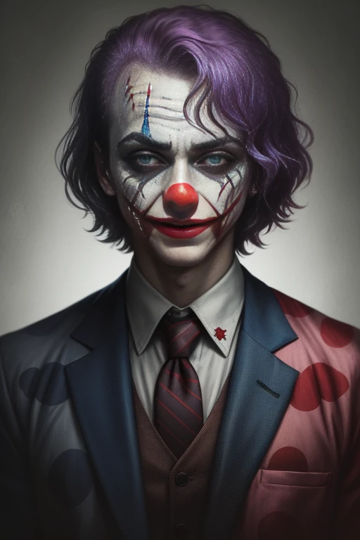 Highly detailed, High Quality, Masterpiece, beautiful, RocksEyebrowRaise, <lora:RocksEyebrowRaise:1>, 1boy, solo, portrait, raised eyebrow, thick eyebrows, The Joker, <lora:Char_Sigmas_Joker:0.7>