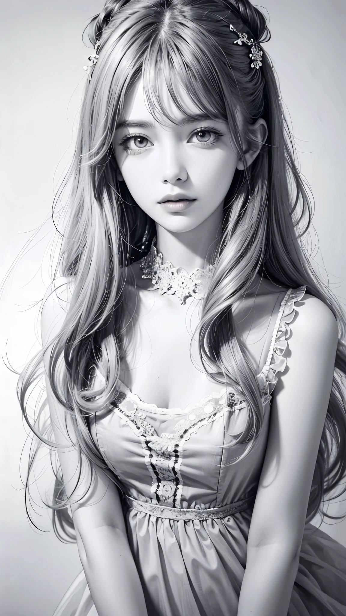 line art,Mono Color,a beauty girl