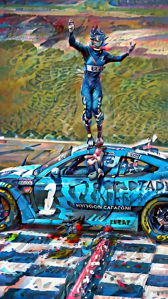 arafed driver on a race car celebrating on a race track, edited, 2 0 2 2 photo, 🤬 🤮 💕 🎀, erik jones, victory lap, 😃😀😄☺🙃😉😗, expressive!!!!!, wonderful masterpiece, wayne, cover shot, 1614572159, absolutely outstanding image, celebrating