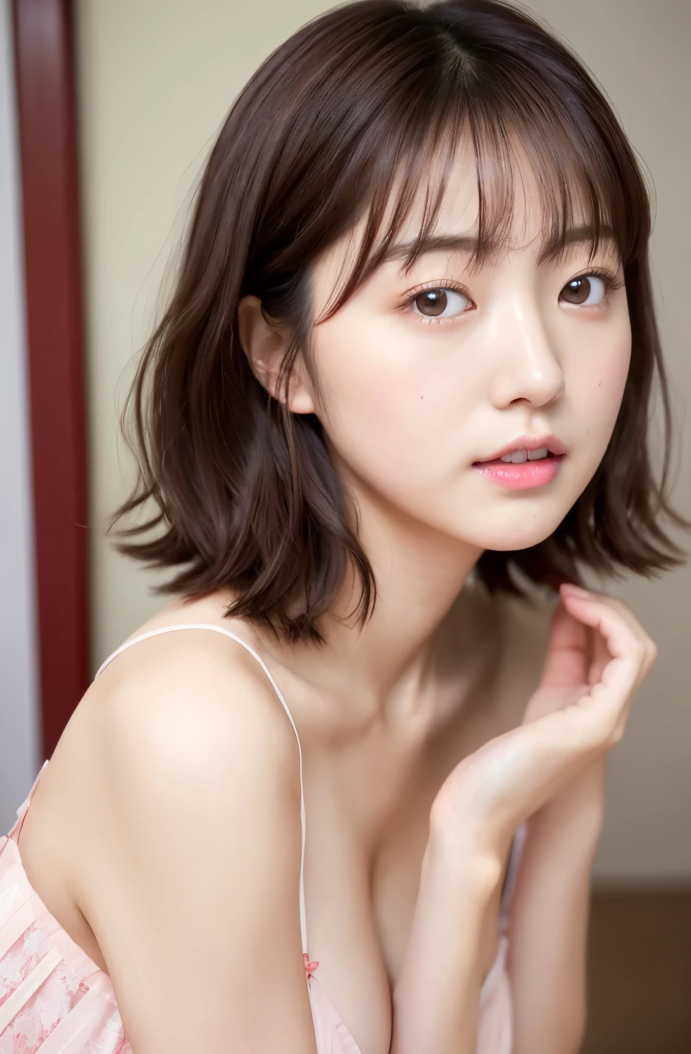 small、slightly red cheeks、So cute清楚な3人の女性 、Bob hairstyle、semi-long、japanese model、Young sensual gravure idol、Young and cute gravure idol、リアルyoung gravure idol、Real Sensual Gravure Idol、young gravure idol、sophisticated gravure idol、Yoshitomo Nara、Young skinny gravure idol、Beautiful Asian Girl Ever、beautiful girl、So cute、Breasts are A cup、18 year old neat and clean woman、blush、embarrassing