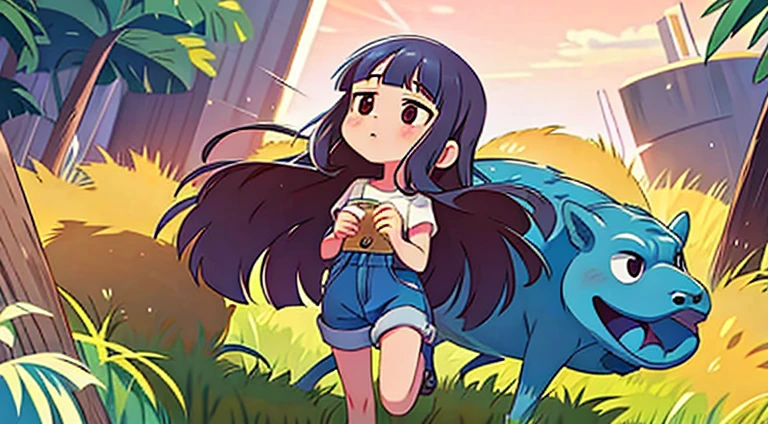1girl, denim shorts.