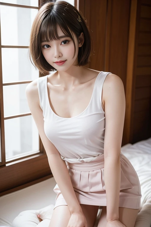 short cut hair,beautiful,K-POP idol,japanese idol,japanese actress,High resolution,beautiful skin,8K,RAW photo,highest quality,masterpiece,realistic,photo-realistic,clear,professional lighting,beautiful顔,highest quality,超High resolution,whole body,sexy,beautiful feet,beautiful歯列, beautiful唇,smile, Tight Skirt,mini skirt,panty shot,panty shot,Upskirt,nude