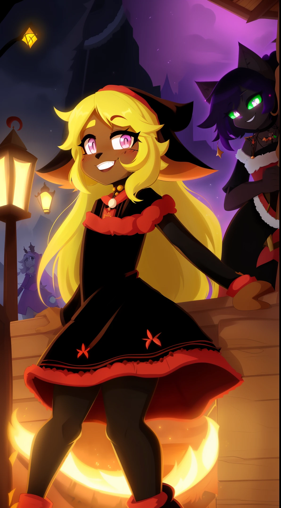 Tenente Kilinah, coffee soda, hioshiru, Kilinah, (((Holidays in Noelle, Mulher, seios, caverna, extremely decaudaed, extremely decaudaed legs, extremely decaudaed arms, extremely decaudaed face, perfectly decaudaed eyes, perfectly decaudaed anatomy))): 1.2, sozinho, perspectiva, coxas curvas, coxas enormes, curvatura, sorriso envergonhado, (cauda), totalmente corado, nervoso, olhando para o espectador, olhos alaranjados, gargantilha preta, gothic costume, Tampo tanque preto, saia branca, Meias de rede de pesca, Botas, Gothic makeup, boate, luzes de neon, piercing na barriga