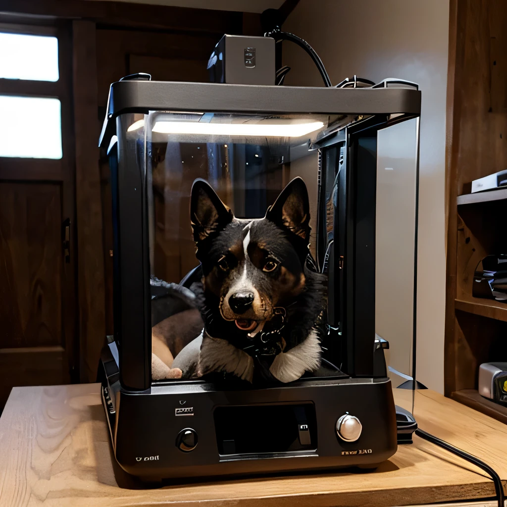 dog inside 3d printer