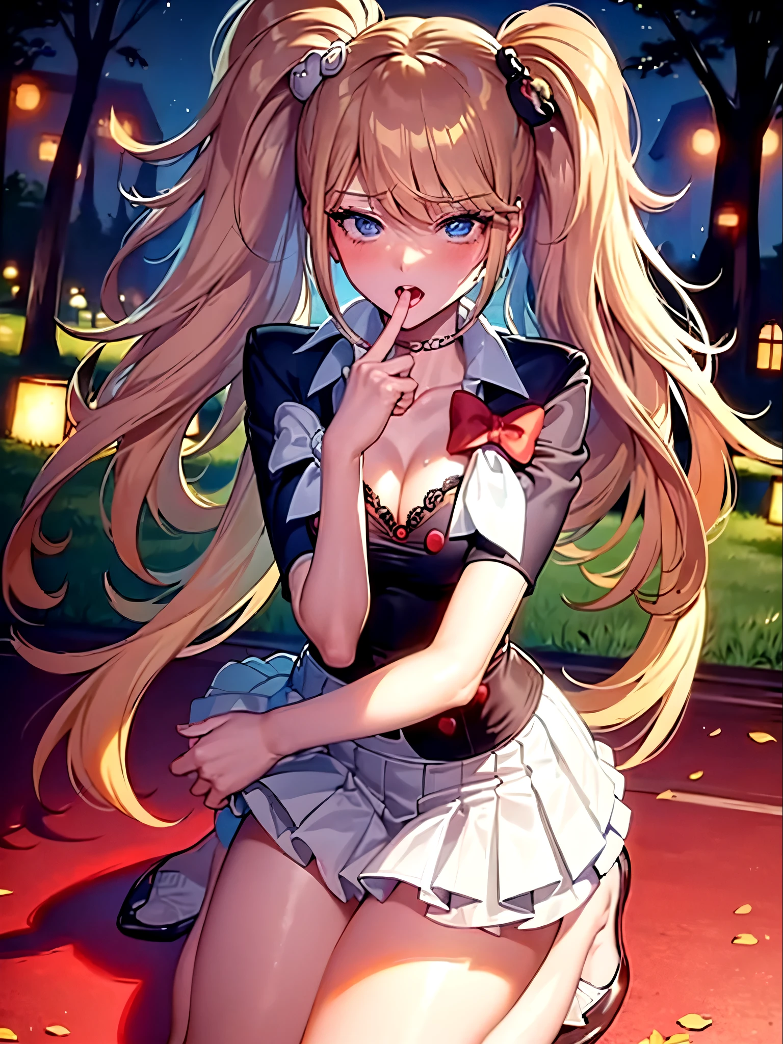 top-quality、masterpiece、超A high resolution、(Photorealsitic:1.4)、One girl yawning in the park、Panting face、A dark-haired、Functional、Bewitching、Dramatic Lighting、full body Esbian、maikurobikini、huge-breasted、Getting from behind、a park、Pubic hair shows through、all-fours、blushed face、Functional、Nasty