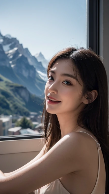 (masterpiece、high resolution、high quality),(Japanese women、Early 20s、It also looks cute.、sexy、Idol Talent)、(Perfect Anatomy、Plump and beautiful hands and feet、Perfect Physiology)、(Healthy Body、Beautiful Skin、Black-haired、Clear black eyes)、(Voluptuous bust 、Attractive cleavage、Tight waist、Attractive hips)、(Sexy outfits at Snow Mountain、Iro-ishi)、(Winter Mountains in Japan々、Snow Mountain、Clear skies、cloud、Spectacular views)、smile、Light of the sun、(A pure white world)、Gravure photo、