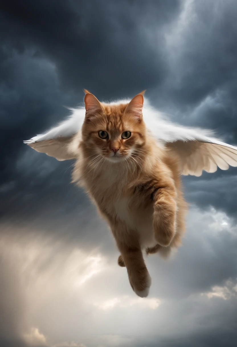 Cat flying inside a storm