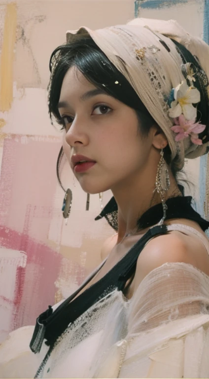 4k highly detailed realistic ((full body including legs)) photo of beautiful 20-year-old sweaty a colorful Palette Knife Oil Painting ,animated girl with pink and blue grass,in the style of over,high contrast,tropical baroque,bio-art,light violet,cornelia parker,uhd image,botanical impressions,, best quality, masterpiece, highres, absurdres, incredibly absurdres, huge filesize, wallpaper, colorful,8K,RAW photo, Beautiful detailed girl, (oil painting:1.5), (NSFW:1.2), 1girl laying, feature, pureerosface_v1, Ambilight, slender waist, (splash, brushwork:1.5),double exposure, fussion of fluid abstract art,(original illustration composition),( fusion of limited color, maximalism artstyle, geometric artstyle) Incorporate vibrant colors, dynamic brushstrokes, and intriguing textures to capture the essence of the subject's inner world, capturing a surrealist vision, Perfect centralization, Um caozinho bonito ruivo por toda parte, Usa uma jaqueta, Standing position, beleza abstrata, Centrado, looking at the camera, Facing the camera, nearing perfection, Dynamic, luar, altamente detalhado, pintura digital, art stations, Conceito-Arte, liso, sharp focus, 8k, high-definition resolution, illustration, arte de Carne Griffiths e Wadim Kashin, fundo futurista.