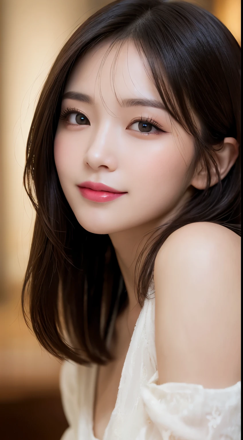 table top, highest quality, shape, Super detailed, finely, High resolution, 8k wallpaper, 完璧なダイナミックな構shape, beautiful and detailed eyes , Hotel(Bet), sexy face,A face of ecstasy,Face at the peak of sexual excitement,excited face from ,blur the background,beautiful and detailed face,narrow side,gal makeup,cute,sexy pose,close your eyes、look up