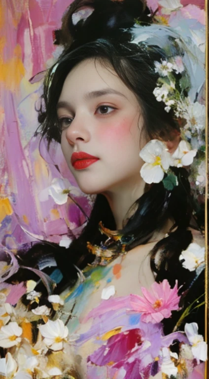 (Oil painting: 1.5),

\\

A woman with long black hair and white flowers in her hair lies in a field of white flowers, (Amy Saul: 0.248), (Stanley Ateg Liu: 0.106), (a detailed painting: 0.353), (Gothic art: 0.106) 4k highly detailed realistic ((full body including legs)) photo of beautiful 20-year-old sweaty a colorful Palette Knife Oil Painting ,animated girl with pink and blue grass,in the style of over,high contrast,tropical baroque,bio-art,light violet,cornelia parker,uhd image,botanical impressions,, best quality, masterpiece, highres, absurdres, incredibly absurdres, huge filesize, wallpaper, colorful,8K,RAW photo, Beautiful detailed girl, (oil painting:1.5), (NSFW:1.2), 1girl laying, feature, pureerosface_v1, Ambilight, slender waist, (splash, brushwork:1.5),double exposure, fussion of fluid abstract art,(original illustration composition),( fusion of limited color, maximalism artstyle, geometric artstyle) Incorporate vibrant colors, dynamic brushstrokes, and intriguing textures to capture the essence of the subject's inner world, capturing a surrealist vision, Perfect centralization, Um caozinho bonito ruivo por toda parte, Usa uma jaqueta, Standing position, beleza abstrata, Centrado, looking at the camera, Facing the camera, nearing perfection, Dynamic, luar, altamente detalhado, pintura digital, art stations, Conceito-Arte, liso, sharp focus, 8k, high-definition resolution, illustration, arte de Carne Griffiths e Wadim Kashin, fundo futurista.