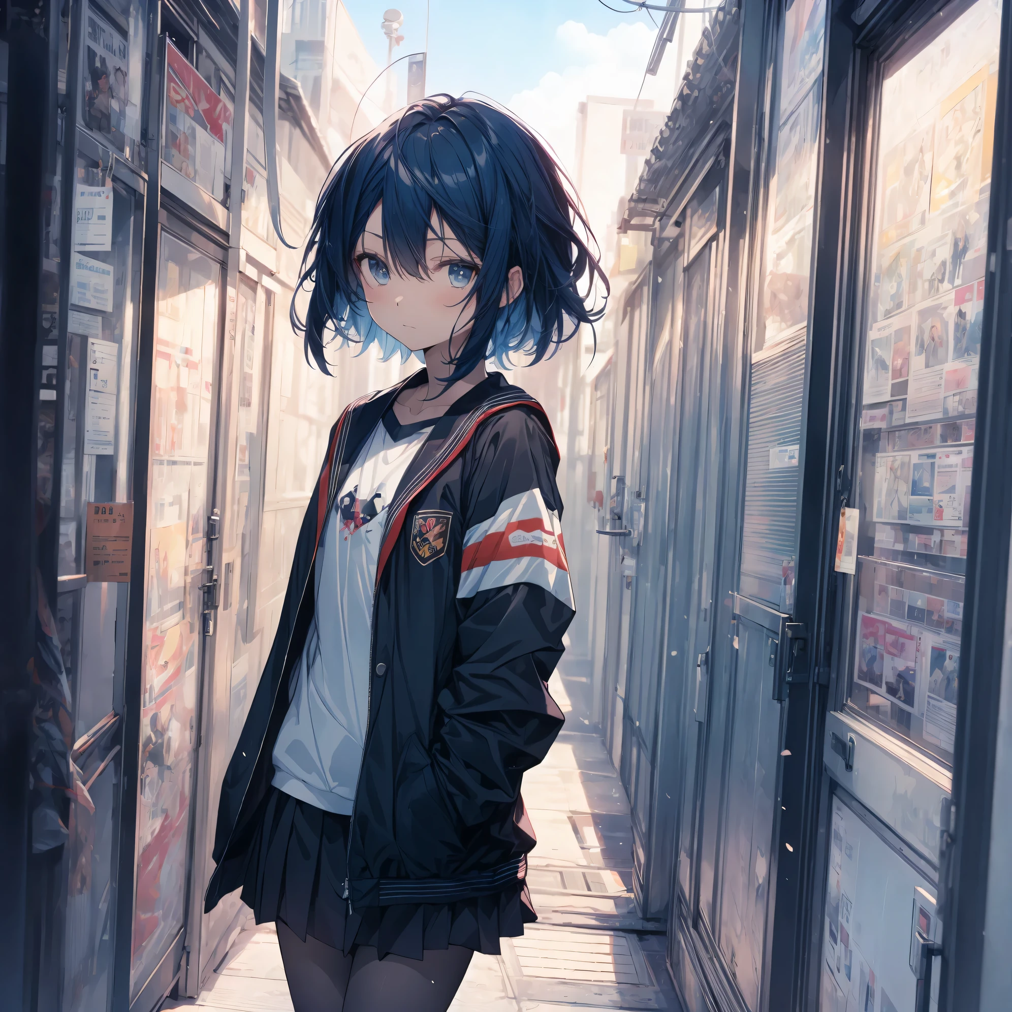 super highest quality, super detailed, High resolution, anime moe art style, best anime 8K konachan wallpaper, pixiv contest winner, perfect anatomy, break,(眠そうにalone学校へ行く女の子を描いてください. ),break, surreal high school girl, (alone,change, child,13 years old:1.3),All limbs, full finger,Middle school students, androgynous charm, (very short hair), messy hair, flat chest, small ass, between legs, Small black eyes,beautiful and fine eyes, Well-proportioned iris and pupils, disgusted eyes, High resolutionの詳細な髪, school uniform, (skirt), On the way to school. break,super dense skin, Best lighting by famous artists, 8K, figure,