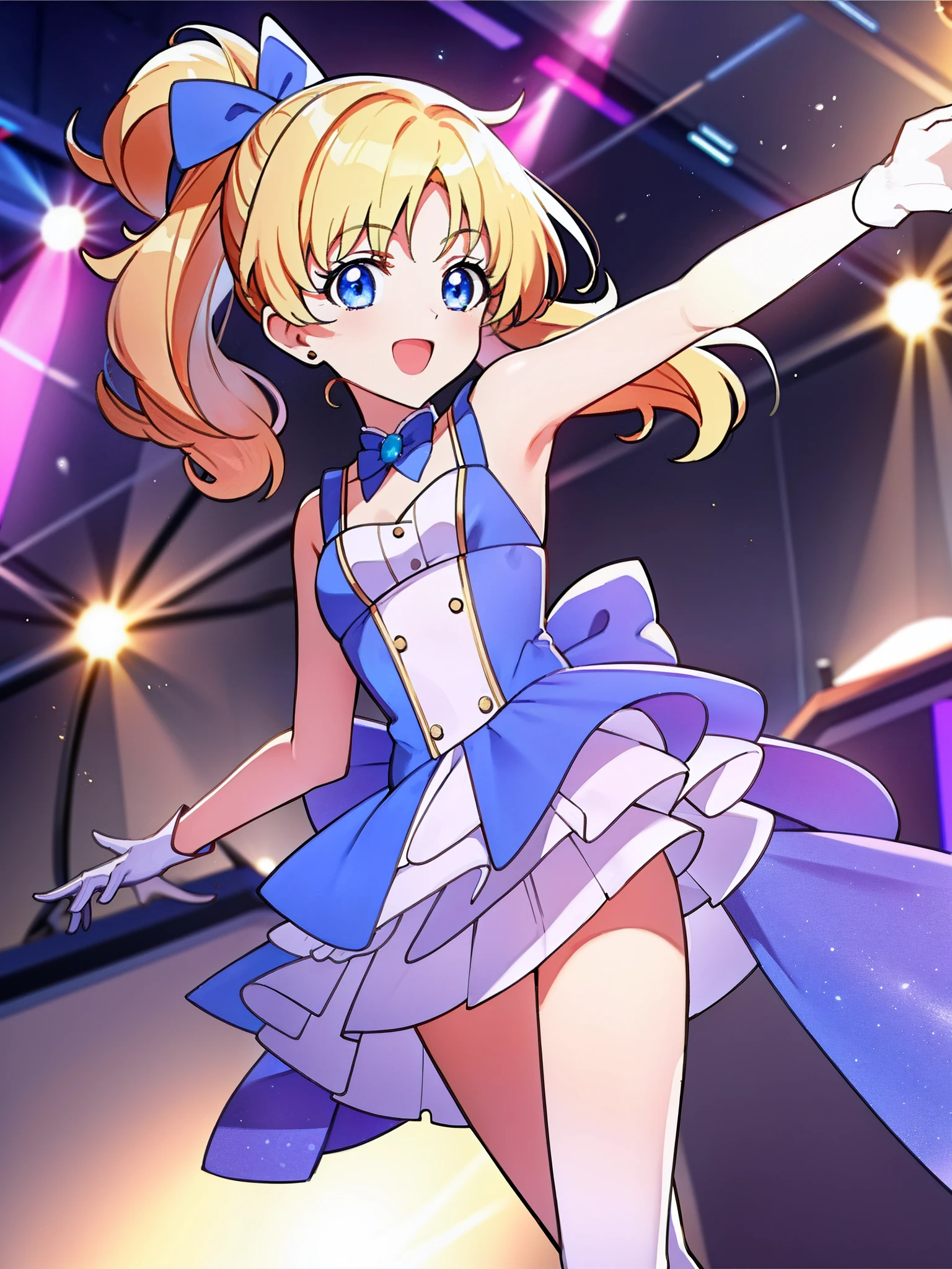 highest quality,best image quality,4K HD wallpapers,idol girl(environment),Stage costumes,Standing on a stage,have a microphone,(full body esbian:1.7)