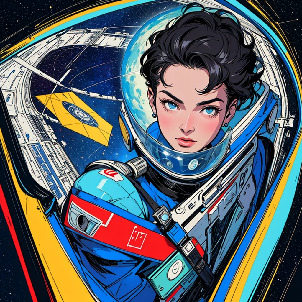 32k,highest quality,(Perfect One Woman),60's,70's,80's,old movie posters,universe,retro,vintage,bauhaus,abstract,Space Thriller Movie Poster,Futuristic,shape,OK,propaganda,war,universe飛OK士,cosmos,galaxy,satellite,satellite,mechanical,Geometric pattern,流線shape,meteor,meteorite,nostalgia,metropolis,vaporwave,