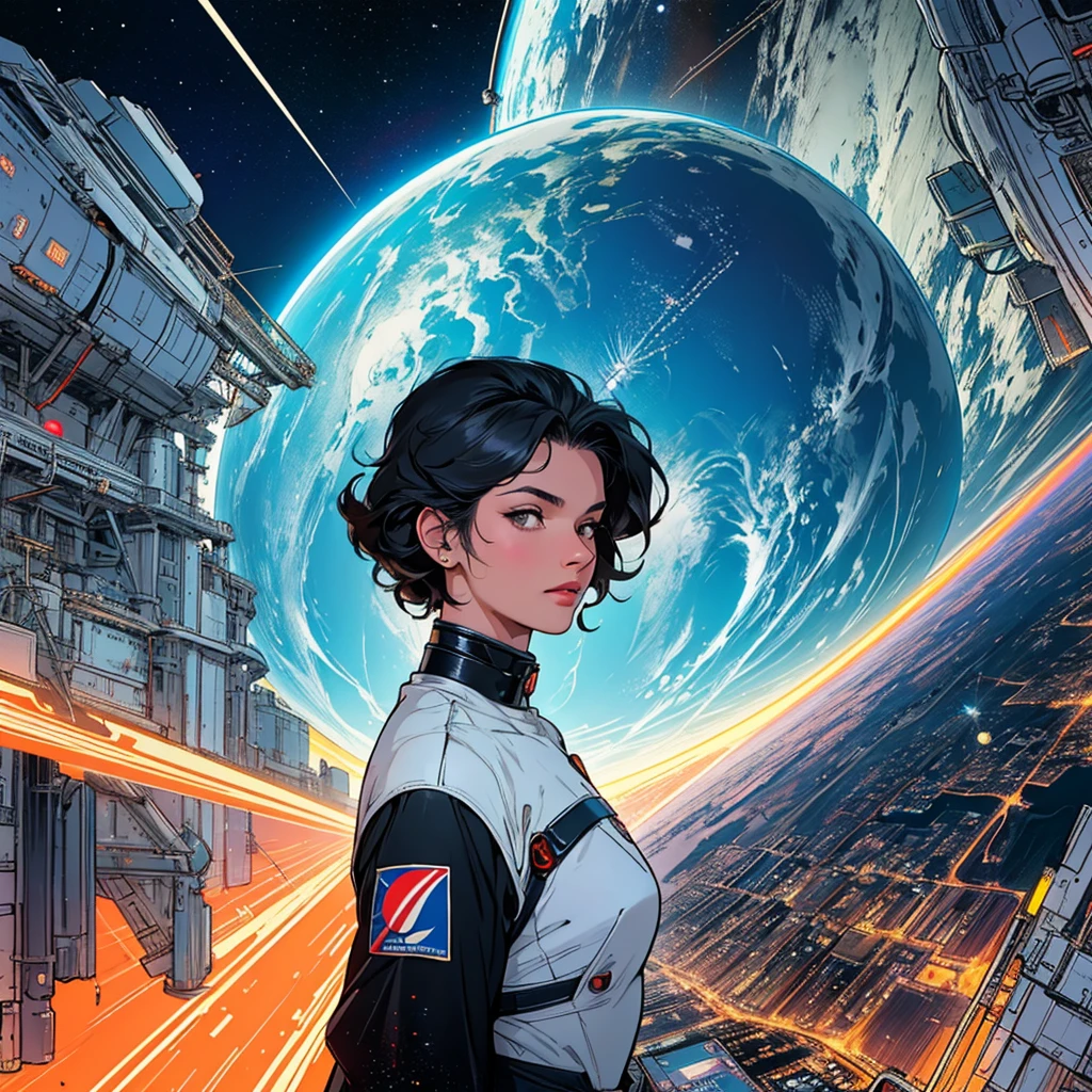 32k,highest quality,(Perfect One Woman),60's,70's,80's,old movie posters,universe,retro,vintage,bauhaus,abstract,Space Thriller Movie Poster,Futuristic,shape,OK,propaganda,war,universe飛OK士,cosmos,galaxy,satellite,satellite,mechanical,Geometric pattern,流線shape,meteor,meteorite,nostalgia,metropolis,vaporwave,