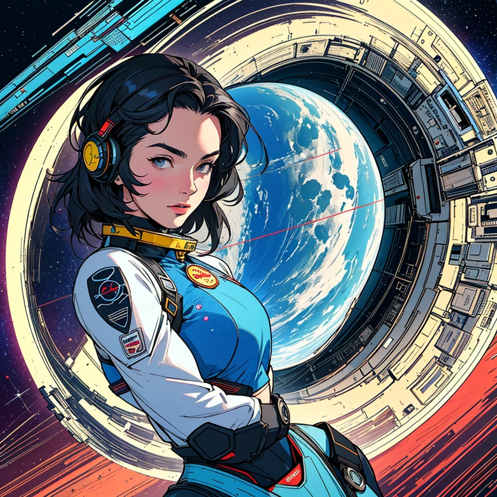 32k,highest quality,(Perfect One Woman),60's,70's,80's,old movie posters,universe,retro,vintage,bauhaus,abstract,Space Thriller Movie Poster,Futuristic,shape,OK,propaganda,war,universe飛OK士,cosmos,galaxy,satellite,satellite,mechanical,Geometric pattern,流線shape,meteor,meteorite,nostalgia,metropolis,vaporwave,mechanical,