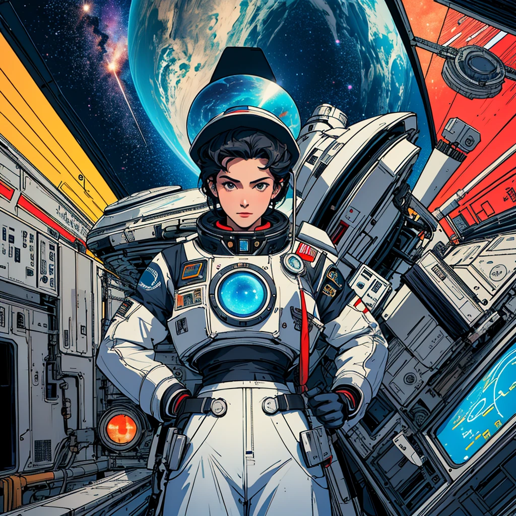 32k,highest quality,(Perfect One Woman),60's,70's,80's,old movie posters,universe,retro,vintage,bauhaus,abstract,Space Thriller Movie Poster,Futuristic,shape,OK,propaganda,war,universe飛OK士,cosmos,galaxy,satellite,satellite,mechanical,Geometric pattern,流線shape,meteor,meteorite,nostalgia,metropolis,vaporwave,mechanical,