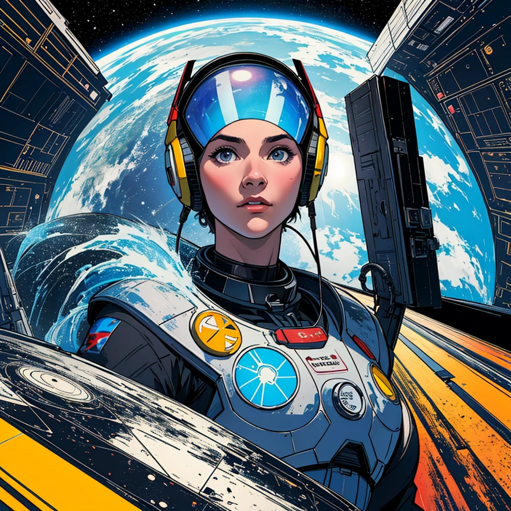 32k,highest quality,(Perfect One Woman),60's,70's,80's,old movie posters,universe,retro,vintage,bauhaus,abstract,Space Thriller Movie Poster,Futuristic,shape,OK,propaganda,war,universe飛OK士,cosmos,galaxy,satellite,satellite,mechanical,Geometric pattern,流線shape,meteor,meteorite,nostalgia,metropolis,vaporwave,mechanical,