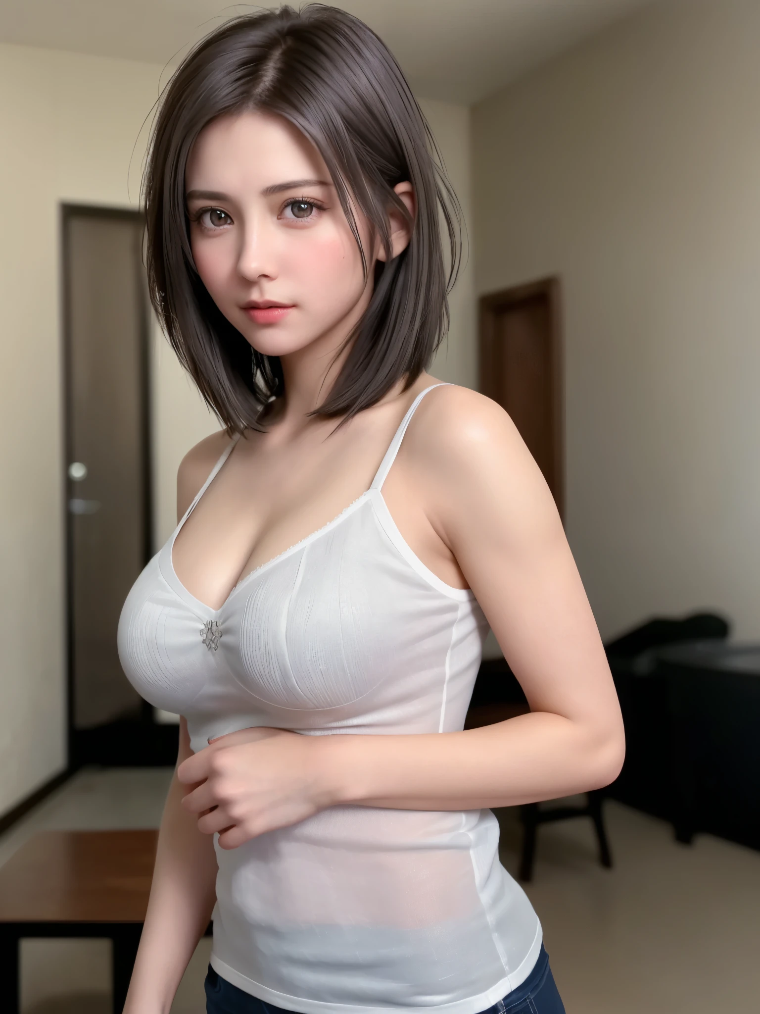 (8K, realistic, RAW photo, top quality: 1.3), (1 girl), super beautiful, (realistic face), (boyish, Silver Color Get used to itrry Shorthair), Get used to itautiful , A glare that captivates the viewer, Get used to itautiful expression, Get used to itautiful breasts, (realistic skin), Get used to it...