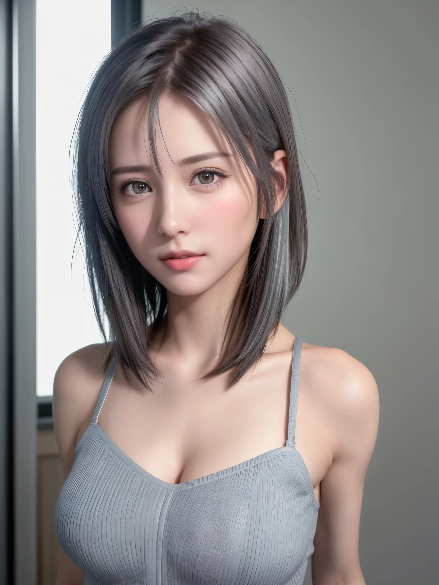 (8K, realistic, RAW photo, top quality: 1.3), (1 girl), super beautiful, (realistic face), (boyish, Silver Color Get used to itrry Shorthair), Get used to itautiful , A glare that captivates the viewer, Get used to itautiful expression, Get used to itautiful breasts, (realistic skin), Get used to it...
