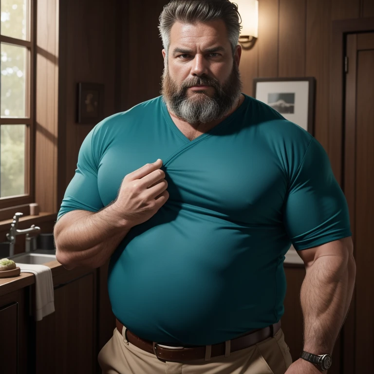 (((2heads))), 1man, (((david harbour))), middle aged male, ((fat)), ((overweight)), ((obese)), ((shirtless)), navel, athletic shorts, body hair, big bulge, dreamy atmosphere, dark cyan and red, i can't believe how beautiful this is, serene atmosphere, epic realistic, soft cinematic light, hdr, intricate, highly detailed, (depth of field:1.4), faded, (neutral colors:1.2), (hdr:1.4), (muted colors:1.2), hyperdetailed, (artstation:1.4), cinematic, dramatic light, (intricate details:1.1), bathroom scenery, (rutkowski:0.66), (intricate details:1.12), hdr, (intricate details, hyperdetailed:1.15) (skin texture:1.2), detailed expressions, tired, frowning, natural pose