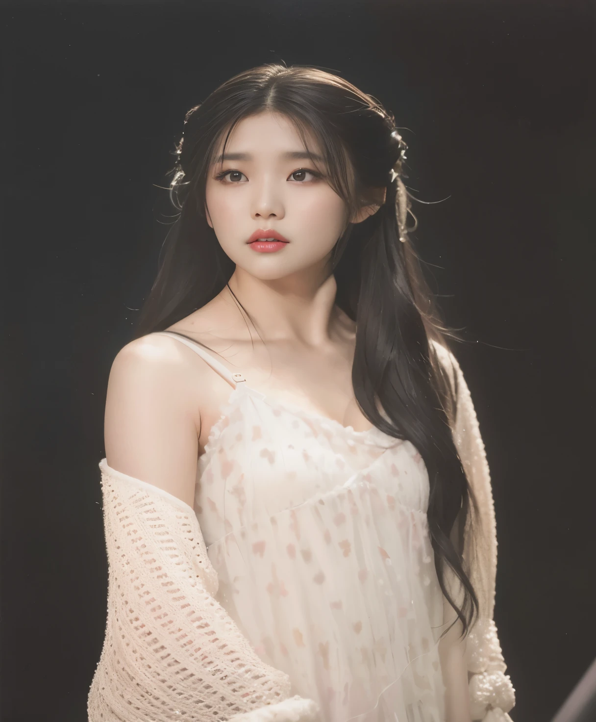 a close up of a woman with long hair wearing a white dress, jinyoung shin, magazine scan, hq scan, young wan angel, iu lee ji-eun as a super villain, hwang se - on, uhq scan, bae suzy, magazine photo, lee ji-eun, lee ji - eun, iu, jaeyeon nam, female actress from korea