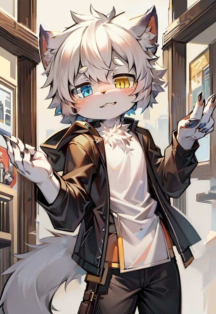 best quality, masterpiece, high resolution, no clothes are worn,Gray fur