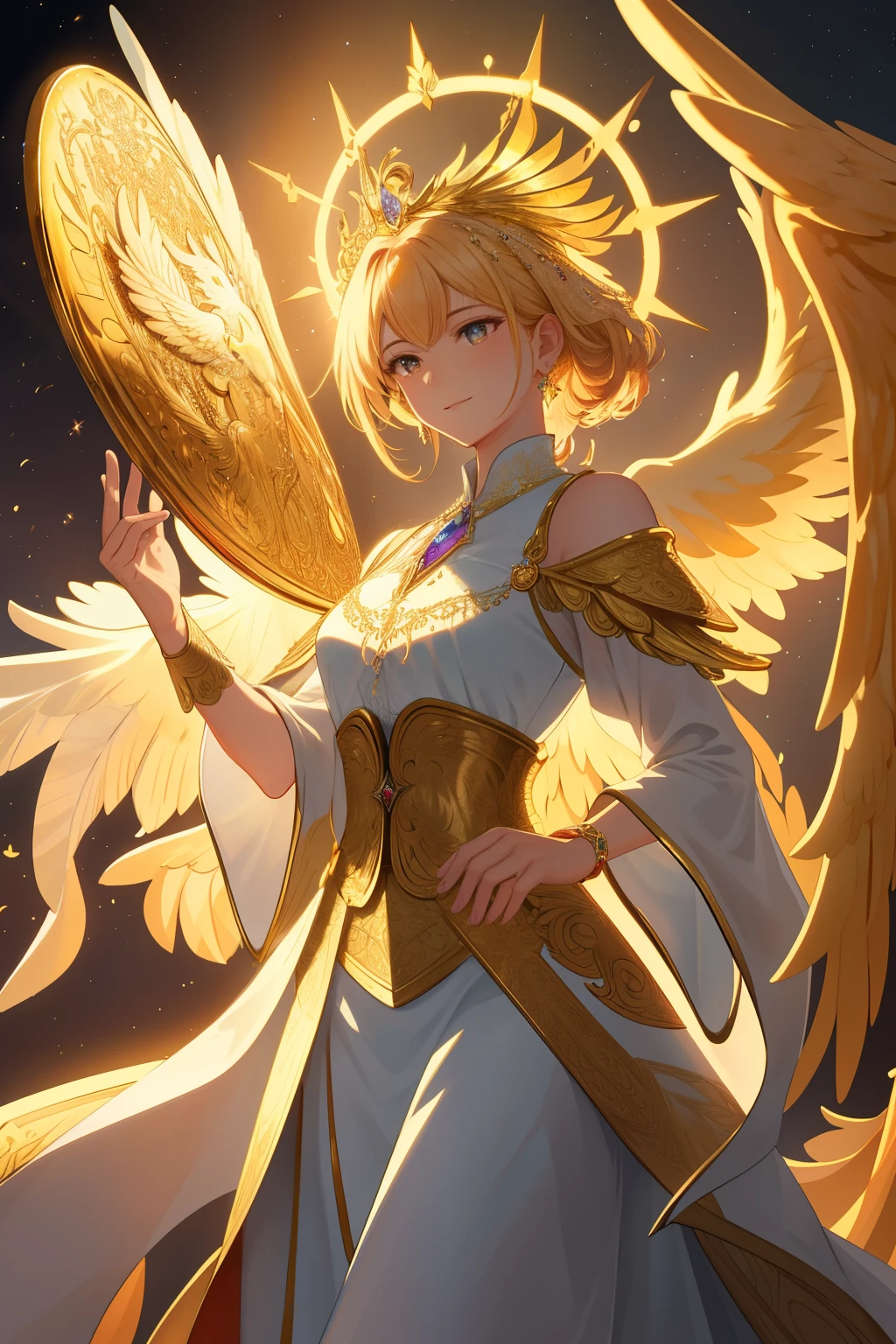 Masterpiece, best quality, (exquisitely crafted 8k CG render) The Magic Phoenix Harp, (best quality) (remarkable details), (best shading)
A magical instrument graced with exceptional beauty,
The Magic Phoenix Harp standing proud, a sight to seize,
Exquisitely crafted with utmost care and finesse,
8k CG render bringing each detail to its best,
Shimmering gold notes with intricate phoenix motifs,
Delicate inlays glowing like precious gems,
Meticulously designed with finest detail and hue,
Each minute detail subtly refined, a workman's view