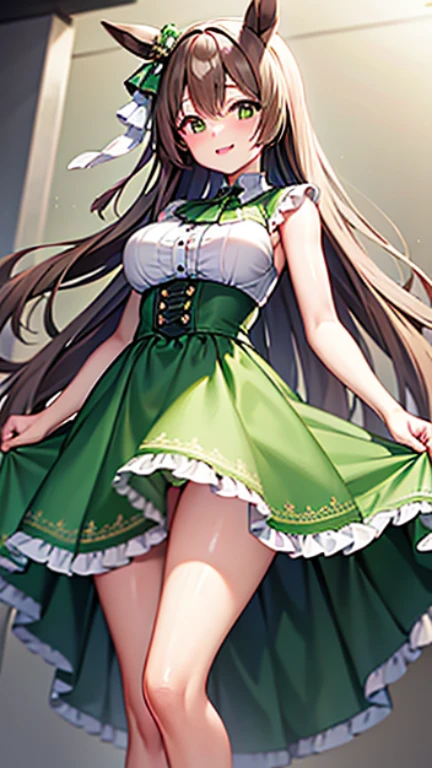 Minami Kotori, One side up, Hair Ribbon, masterpiece, top quality, high resolution, unity 8k wall paper, illustration, detailed eyes, extra detailed face, Highly detailed CG, glossy lips, light makeup, standing, corset, panties, thigh boots, necklace, (forest), (view from behind), looking back at viewer