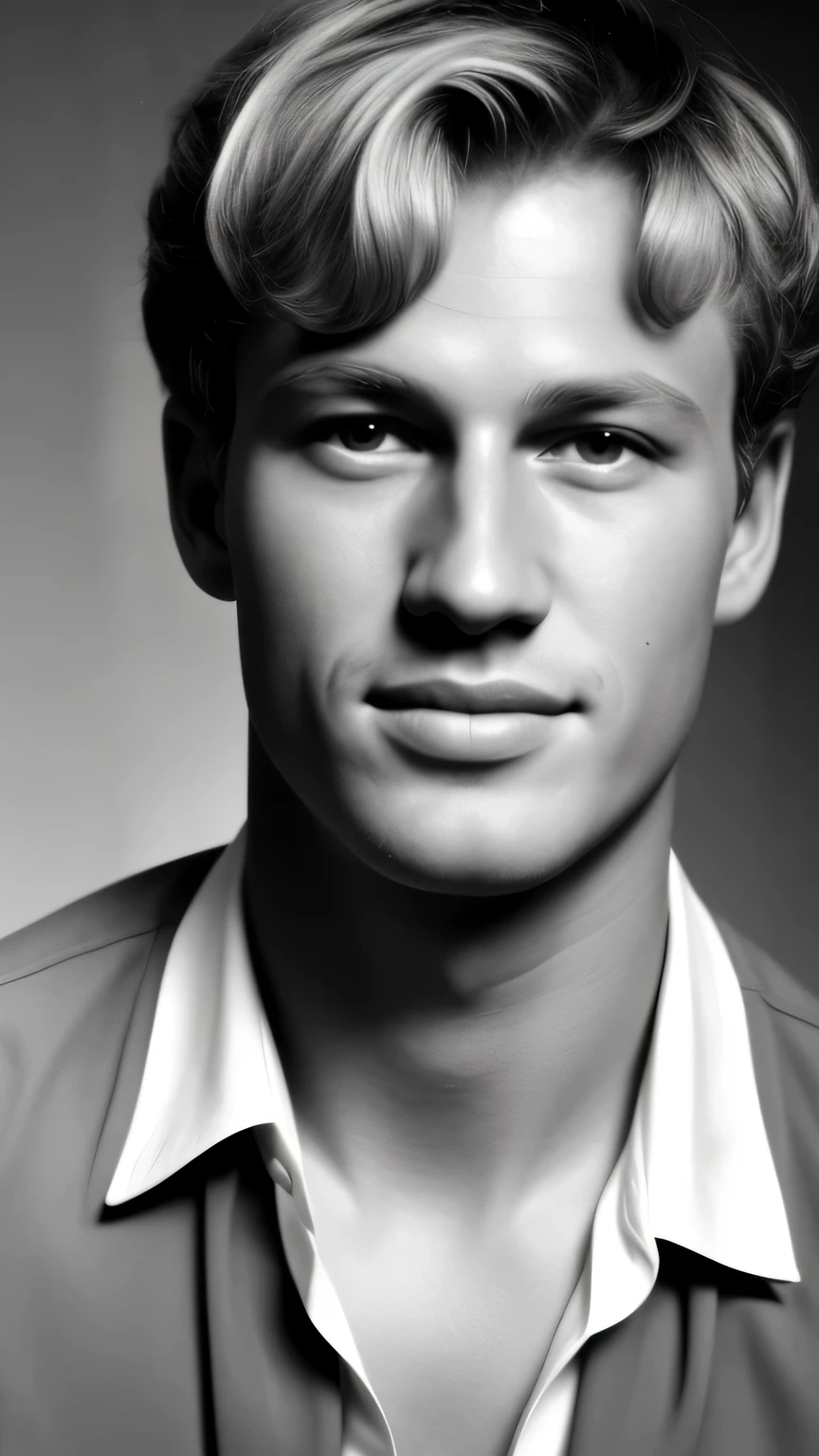 ((masterpiece)),((highest quality)),((high detail)), conrad hilton,black and white portrait,The background is dark gray
