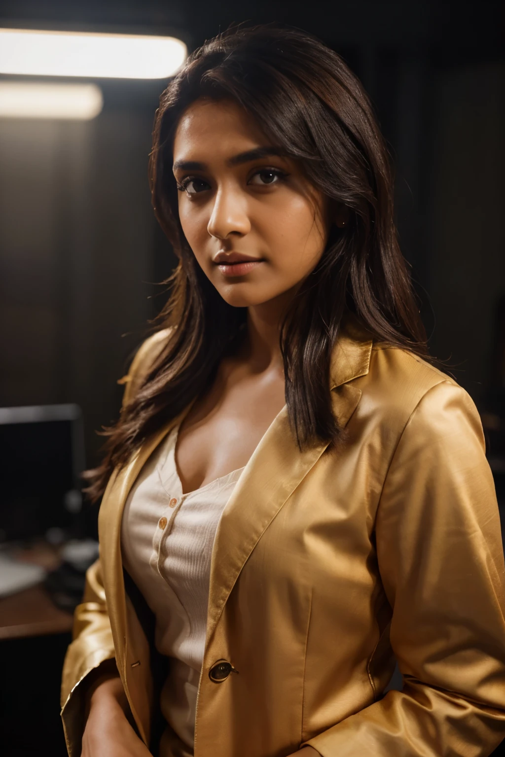 (mrunalt),(wearing doctor coat), (best quality,hd,portrait:1.2),Detailed photograph of a indian woman, wheatish skin, smart, ultra-detailed, professional doctor,focused, straight, looking at camera, black background, neet hairstyle, office environment,vivid colors,studio lighting, XF IQ4, 150MP, 50mm, ISO 1000, 1/250s, natural light, Adobe Lightroom, photolab, Affinity Photo, PhotoDirector 365
