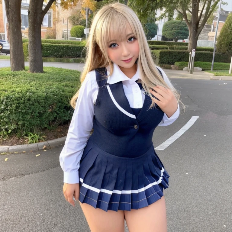 loli, cleavage, middle school girl, smile, kawaii, alice in wonderland cosplay, wavyhai, Japan face, snappy bangs, white blondehair