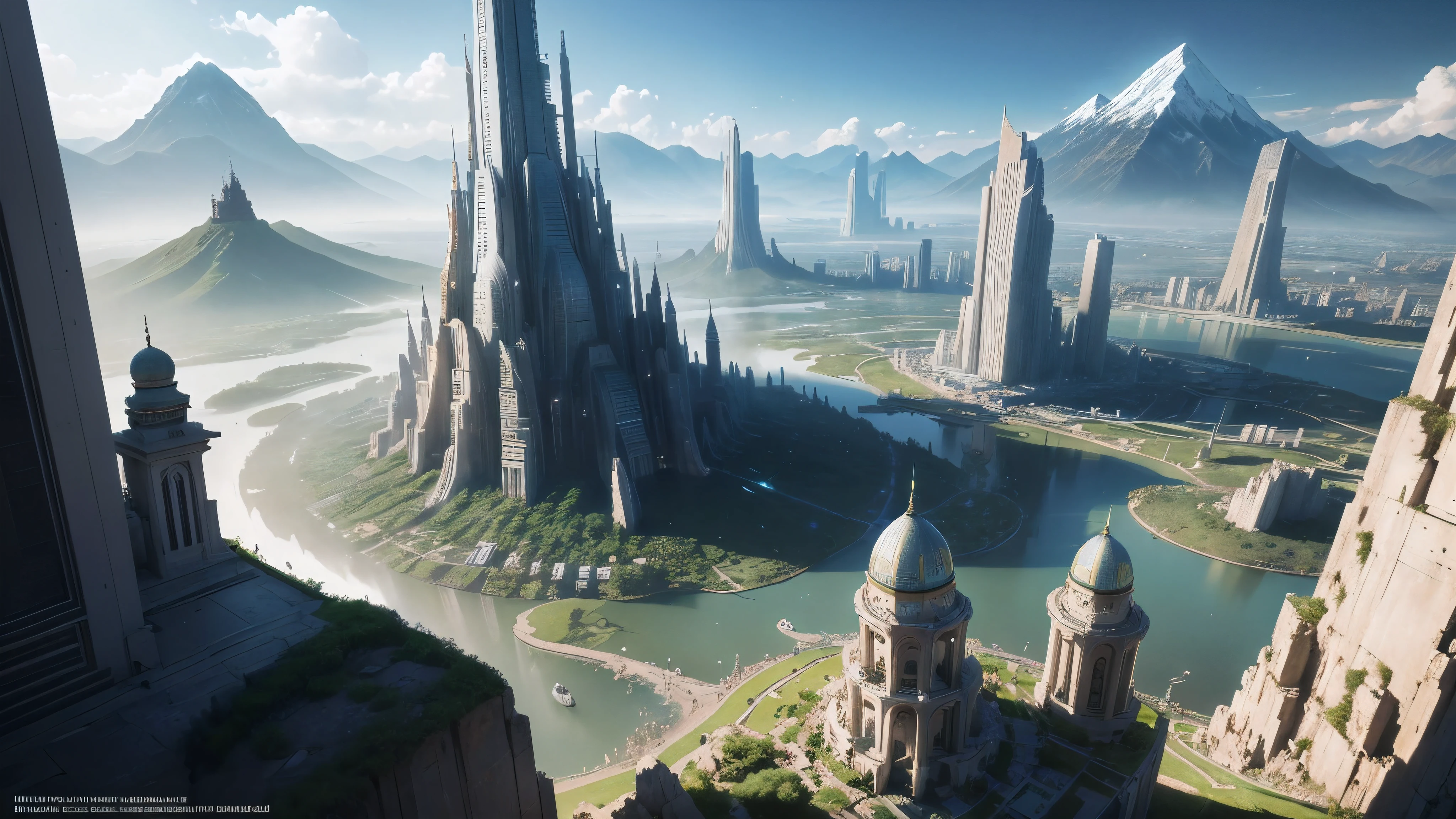 masterpiece,16k,UHD resolution,Detailed depiction,photorealistic,realisticlying,Very realistic,Photorealism, The ultra-detailed,The future city,clean energy,Green environmental protection,mountain,waterfalls,florals,Beautiful surroundings,Oriental ancient architecture and future technology integration, flying cars, in fantasy sci - fi city, Beautiful futuristic city, Utopian cities of the future, Conceptual image 16K resolution, concept art 8k resolution,Conceptual diagram 16K, sci-fi hollywood