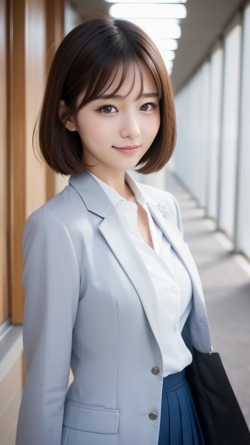 (8K, Super high resolution, highest quality, table top:1.2)、(natural skin texture、fine skin、hyper realism、Super sharpness)、intricate details、Depth of bounds written、japanese idol 、Uniform blazer girl for photo, Two beautiful japanese girl、 16 years、Walking down the school hallway on the way to class、waving、gorgeous japanese model, long twin tails、Lovely lady, japanese goddess, gorgeous young japanese woman, japanese girl, Outfits of high school girls、japanese girl, beautiful sexy woman photo, beautiful goddess, Beautiful Japan high school student, amazingly cute、inviting eyes