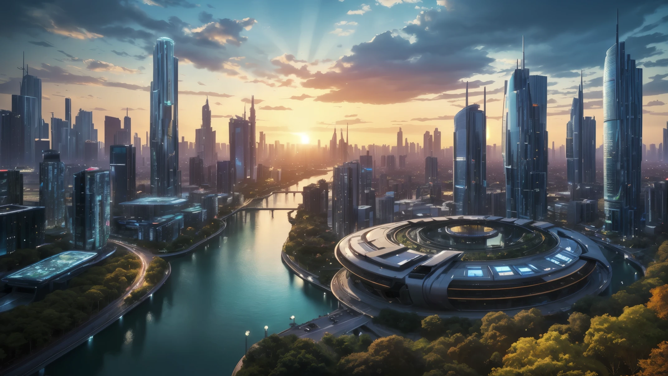 (Best quality,4K,8K,A high resolution,Masterpiece:1.2),Ultra-detailed,(Realistic,Photorealistic,photo-realistic:1.37),Futuristic floating city,Futuristic technology,Huge urban high-tech tablet platform,Airship,Floating in the sky,Futuristic city,Small airships around,High-tech hemispherical platform,Colorful lights,Advanced architecture,Islamic architecture,modern architecture,skyscraper,Access the cloud,Scenic beauty,view over city,Impressive design,Blend seamlessly with nature,energetic and vibrant atmosphere,Futuristic transportation system,Parking is suspended,Transparent path,Lush greenery,Sky gardens,cascading waterfalls,Magnificent skyline,reflections on the water,Sparkling river,Architectural innovation,futuristic skyscrapers,Transparent dome,The shape of the building is unusual,Elevated walkway,Impressive skyline,Glowing lights,Futuristic technology,Minimalist design,Scenic spots,Panoramic view,Cloud Piercing Tower,Vibrant colors,epic sunrise,epic sunset,Dazzling light display,magical ambiance,The future city,Urban Utopia,LuxuryLifestyle,Innovative energy,sustainable development,Smart city technology,Advanced infrastructure,Tranquil atmosphere,Nature and technology live in harmony,Awesome cityscape,Unprecedented urban planning,Architecture connects seamlessly with nature,High-tech metropolis,A cutting-edge engineering marvel,The future of urban living,Visionary architectural concept,Energy-efficient buildings,Harmony with the environment,A city floating above the clouds,Utopian dreams become reality,The possibilities are endless,State-of-the-art transportation network,Green energy integration,Innovative materials,Impressive holographic display,Advanced communication system,Breathtaking aerial view,Quiet and peaceful environment,Modernist aesthetics,Ethereal beauty