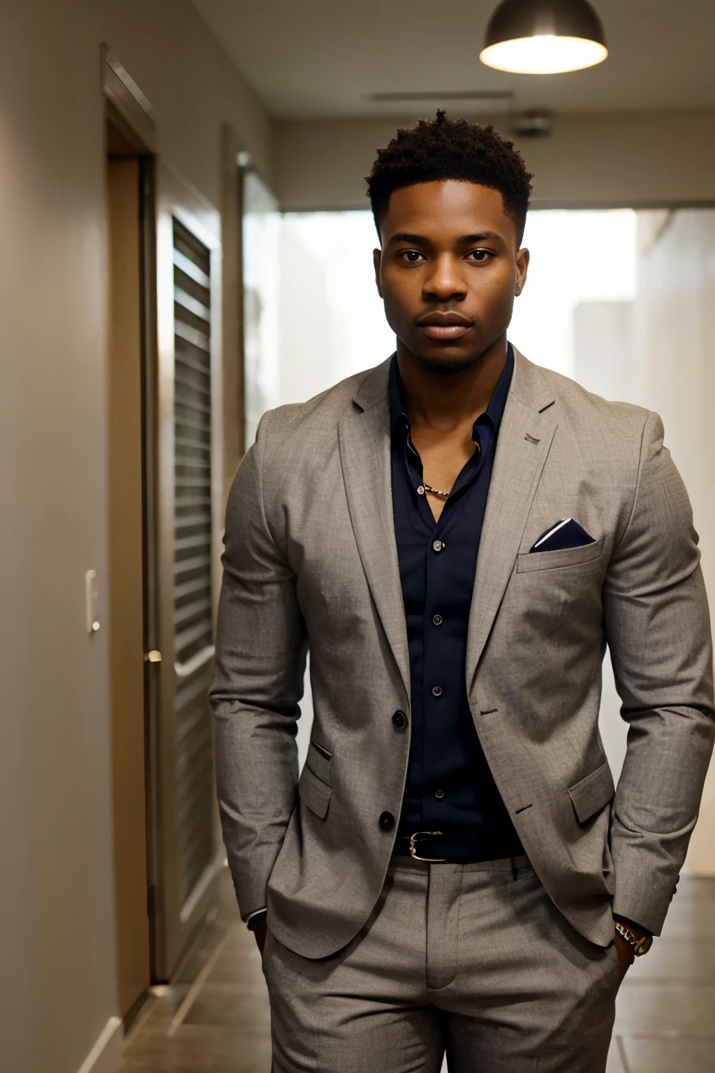 an african american brother dressed smart casual, looking amazing