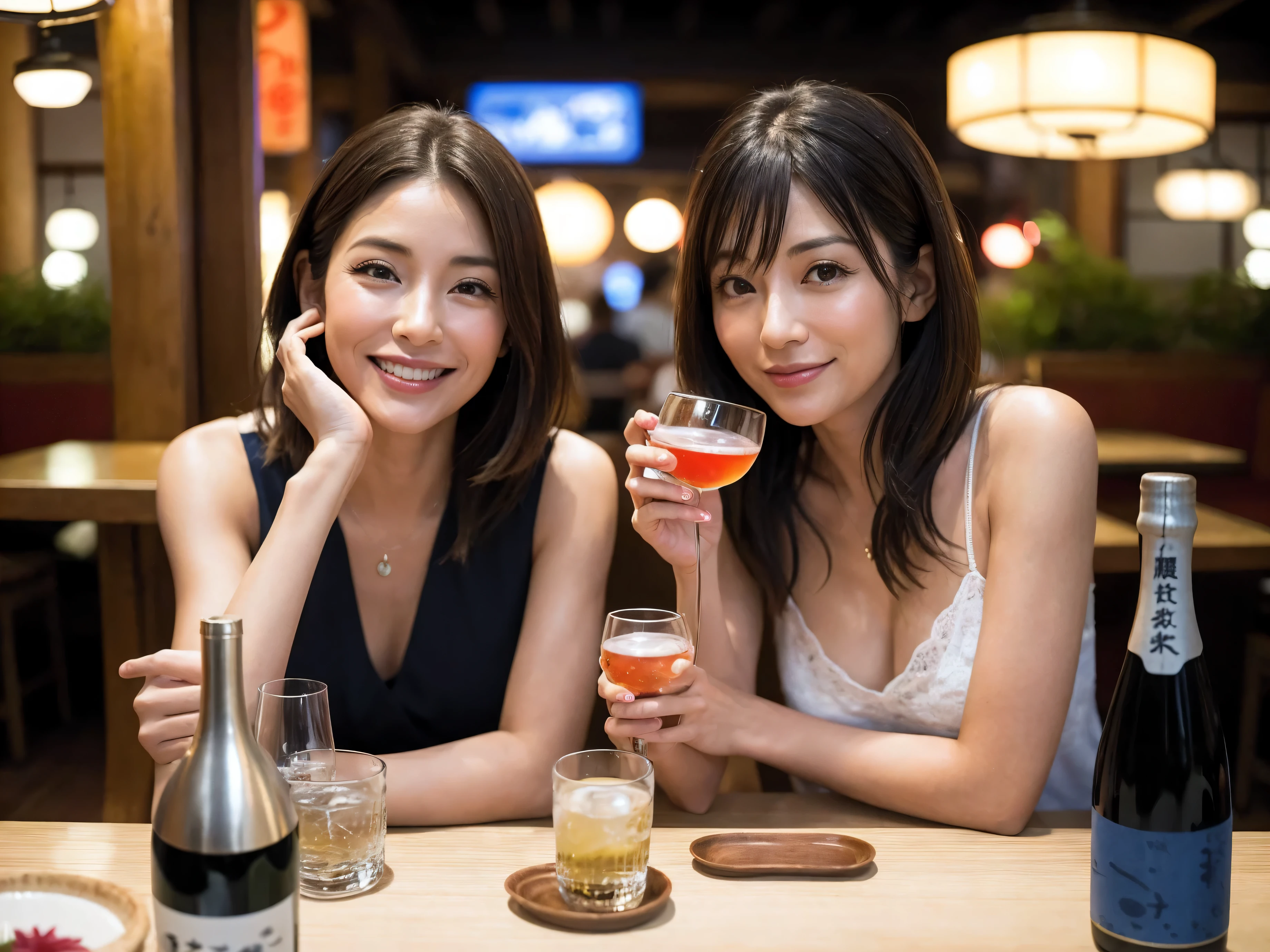 Detailed images that look like they were taken with a high-end camera、party、couple、banquet、Japanese sake、Shochu、hot sake、Japanese sakeファン、I love Japanese sake、because I'thin、Women who drink alcohol、36 years old、38 years old、Colombia、Brazilian、Japanese、Dutch、German、Portuguese、Belgian、chiri、American、french、Spaniard、Italian、Indian、Englishman、Cut your hair short、brown hair、beautiful woman with glasses and cup、Japanese sakeグラスとワイングラスには清酒が入っています.、720m of Japanese sake、1.You can also see the 8L sake bottle...、There is also Choshi、adult woman in her 30s、Have a nice smile while enjoying a drink.、The location is a hotel restaurant..、You can see the beautiful night view of the city outside the window..、The floor is the 1st floor、In the background you can see a man and a woman enjoying alcohol...。