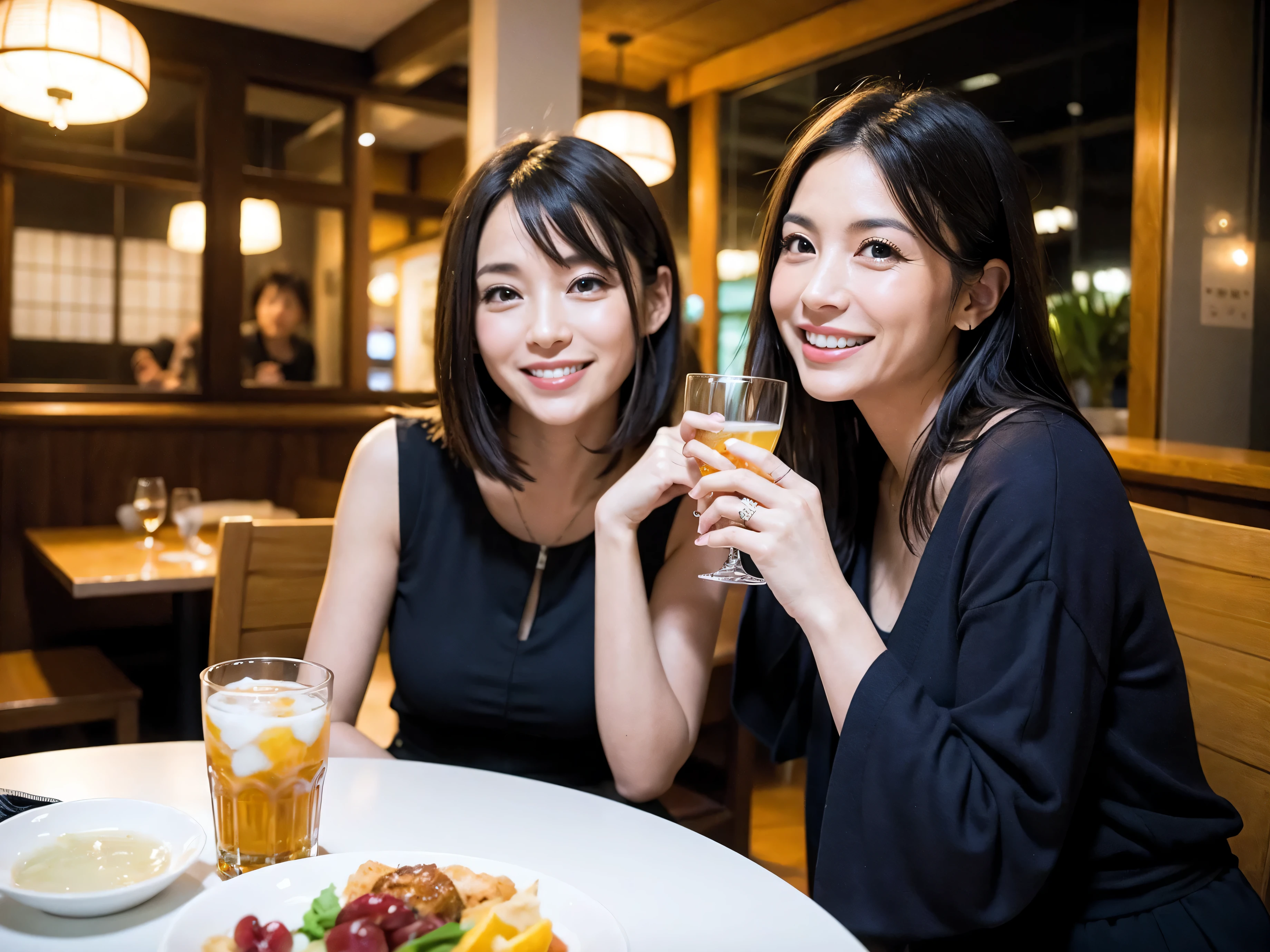 Detailed images that look like they were taken with a high-end camera、party、couple、banquet、Japanese sake、Shochu、hot sake、Japanese sakeファン、I love Japanese sake、because I'thin、Women who drink alcohol、36 years old、38 years old、Colombia、Brazilian、Japanese、Dutch、German、Portuguese、Belgian、chiri、American、french、Spaniard、Italian、Indian、Englishman、Cut your hair short、brown hair、beautiful woman with glasses and cup、Japanese sakeグラスとワイングラスには清酒が入っています.、720m of Japanese sake、1.You can also see the 8L sake bottle...、There is also Choshi、adult woman in her 30s、Have a nice smile while enjoying a drink.、The location is a hotel restaurant..、You can see the beautiful night view of the city outside the window..、The floor is the 1st floor、In the background you can see a man and a woman enjoying alcohol...。