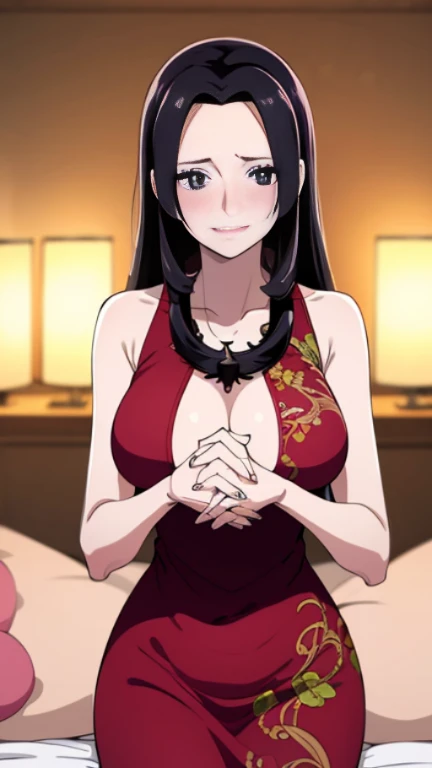 best quality, masterpiece, highres, 1girl,blush,(seductive smile:0.8),star-shaped pupils,china hanfu,hair ornament,necklace, jewelry,Beautiful face,upon_body, tyndall effect,photorealistic, dark studio, rim lighting, two tone lighting,(high detailed skin:1.2), 8k uhd, dslr, soft lighting, high quality, volumetric lighting, candid, Photograph, high resolution, 4k, 8k, Bokeh, (nsfw:1.5)