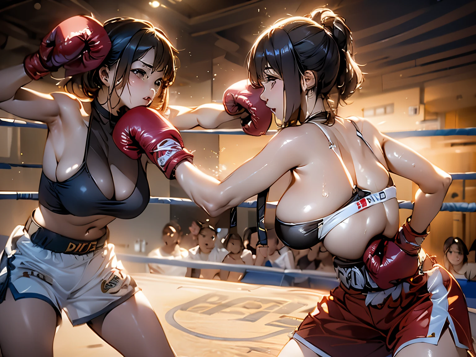 bashed、Ryona、big breasts、boxing、boxingグローブ